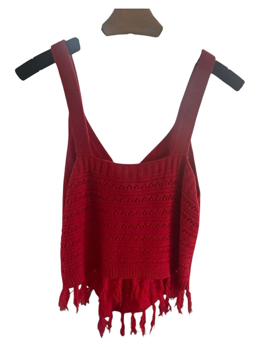 No Boundaries Women's Sweater Tank Top with Fringe Hem, Boho Style, Plus Sizes A - Picture 2 of 4